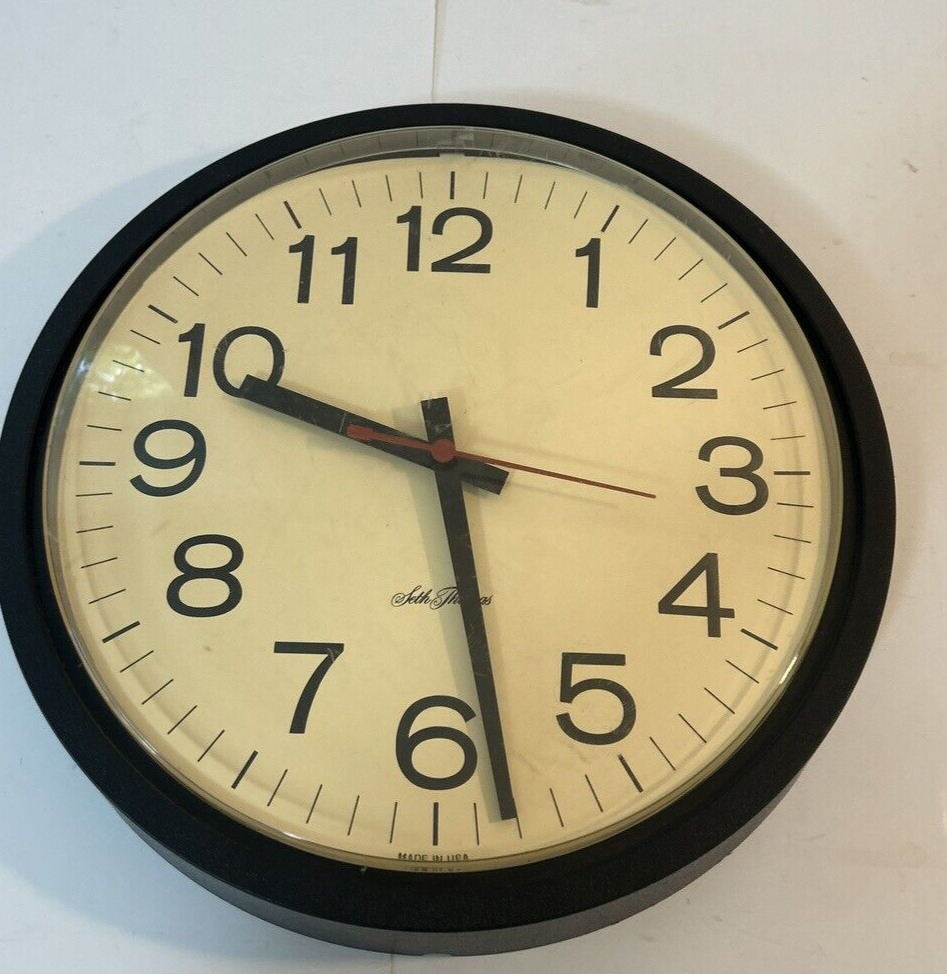 Vintage Seth Thomas School Clock - Made in USA - Works - 14” Size - Model 0712