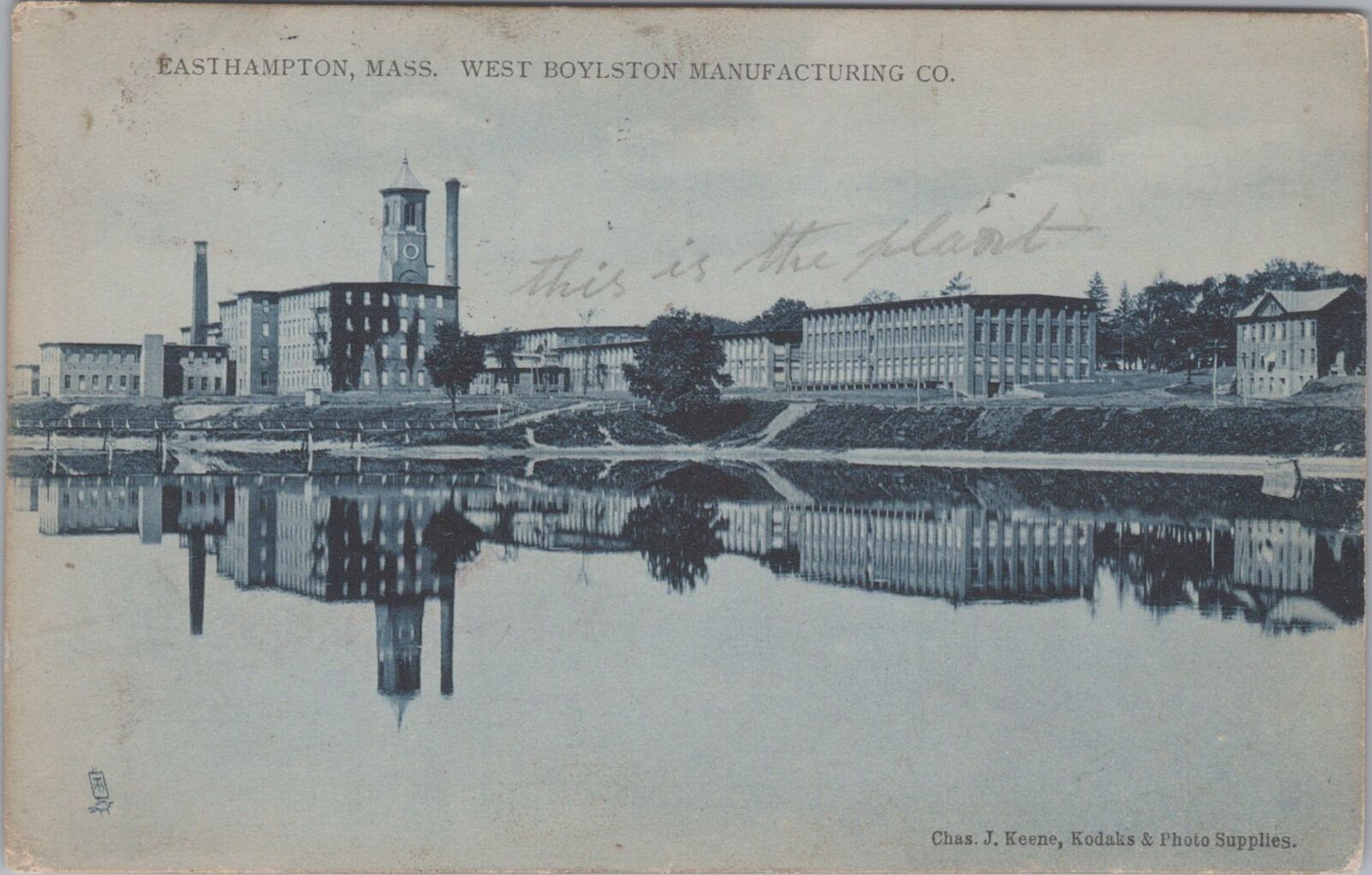 West Boylston Manufacturing Co. Easthampton Massachusetts 1910 Tuck Postcard