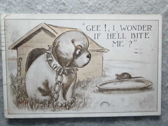 Antique Gee I Wonder If He\'ll Bite Me? Roth & Langley Postcard 1910