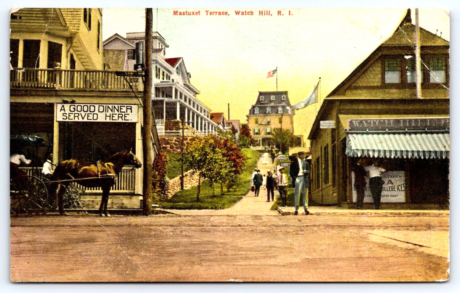 RARE Postcard Mastuxet Ter. Watch Hill RI One of Taylor Swift's Homes Here A17