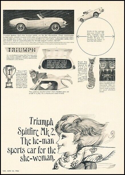 1966 Triumph Spitfire Mk 2 - Vintage Advertisement Car Print Ad J495