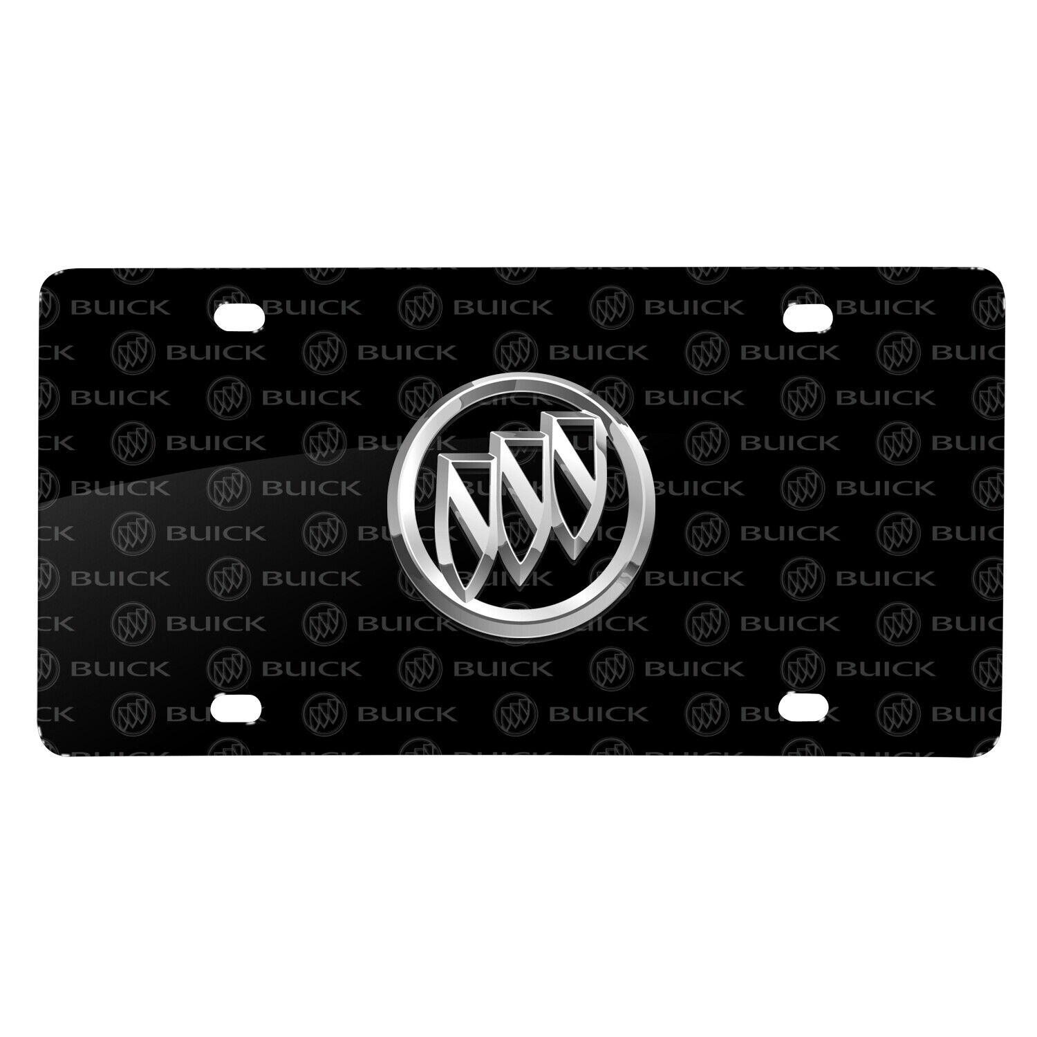 Buick 3D Logo on Logo Pattern Black Aluminum License Plate