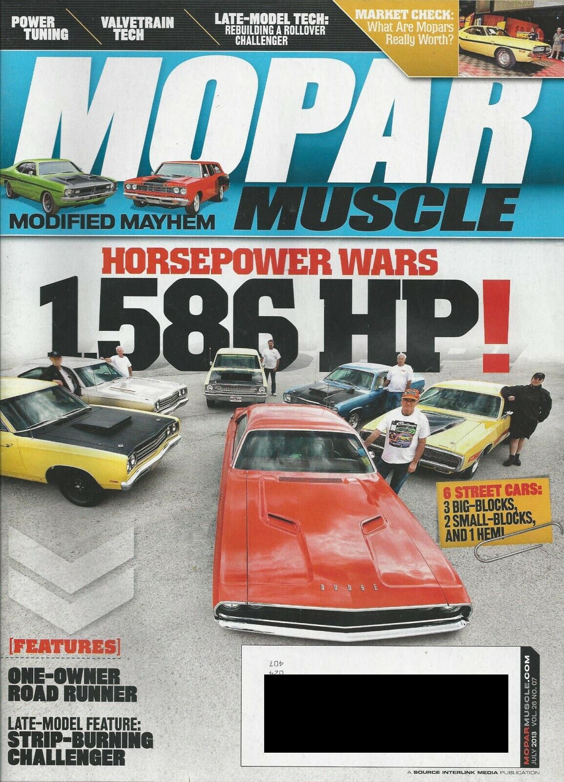 Mopar Muscle magazine July 2013 excellent condition Dodge Plymouth Chrysler