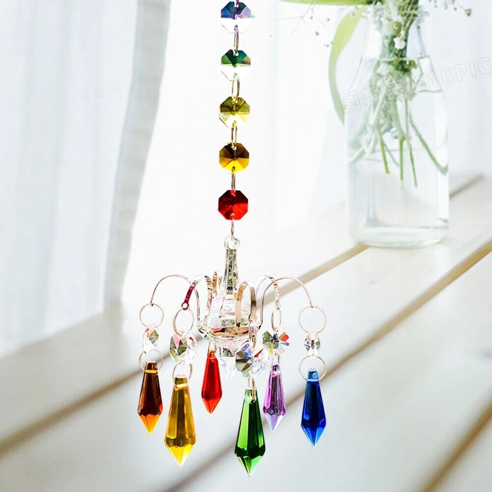 Chakra Crystal Prism Hanging Outdoor Pendant Sun Catcher Chandelier Decoration