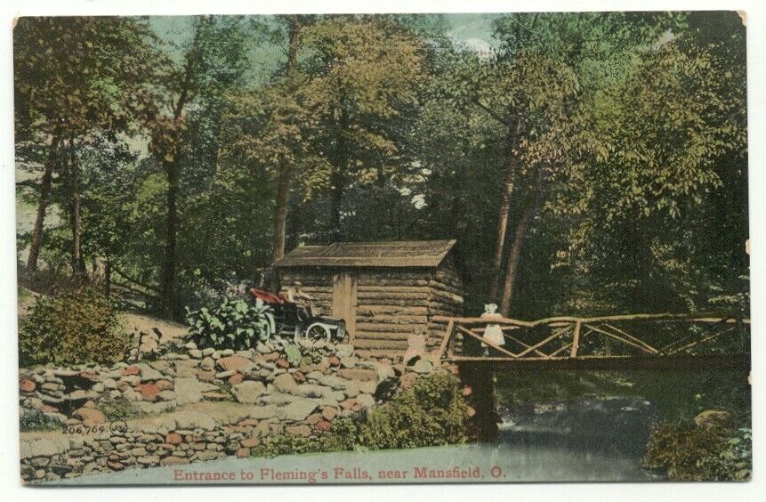 Entrance To Flemings Falls near Mansfield OH Postcard Ohio