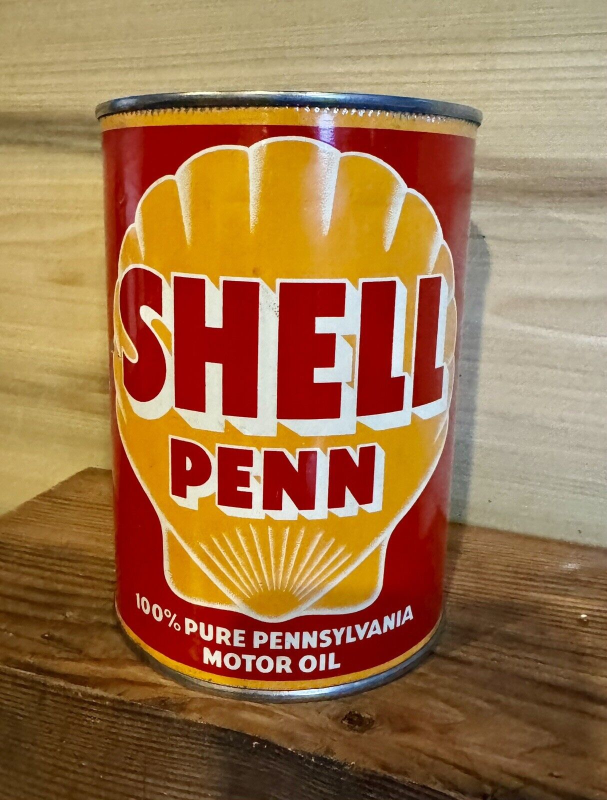 Vintage Original Empty Shell PENN Motor Oil Quart Can Clean 1 Qt L👀K