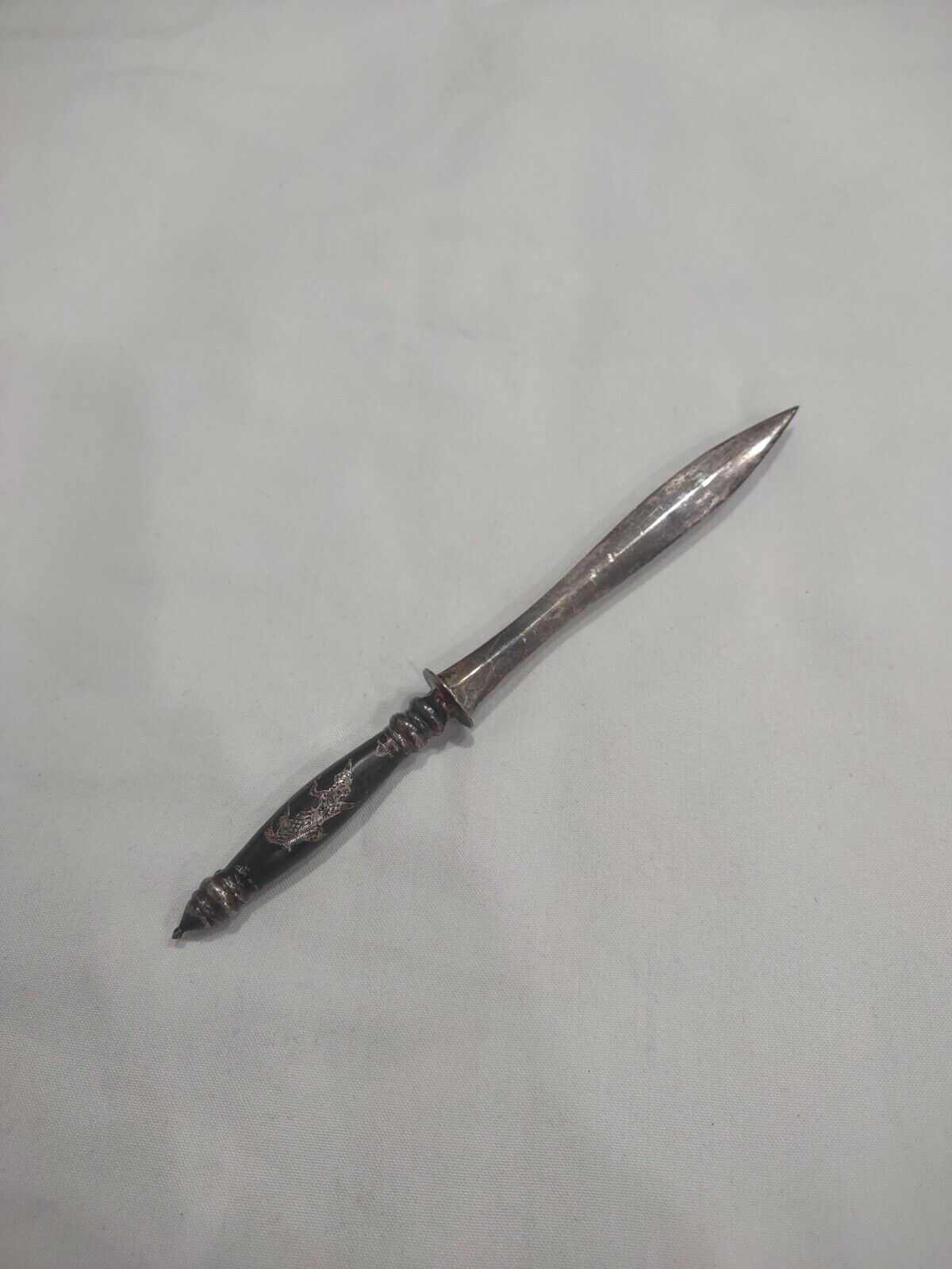 Antique Sterling Silver Siam Mini Sword Letter Opener In Original Box