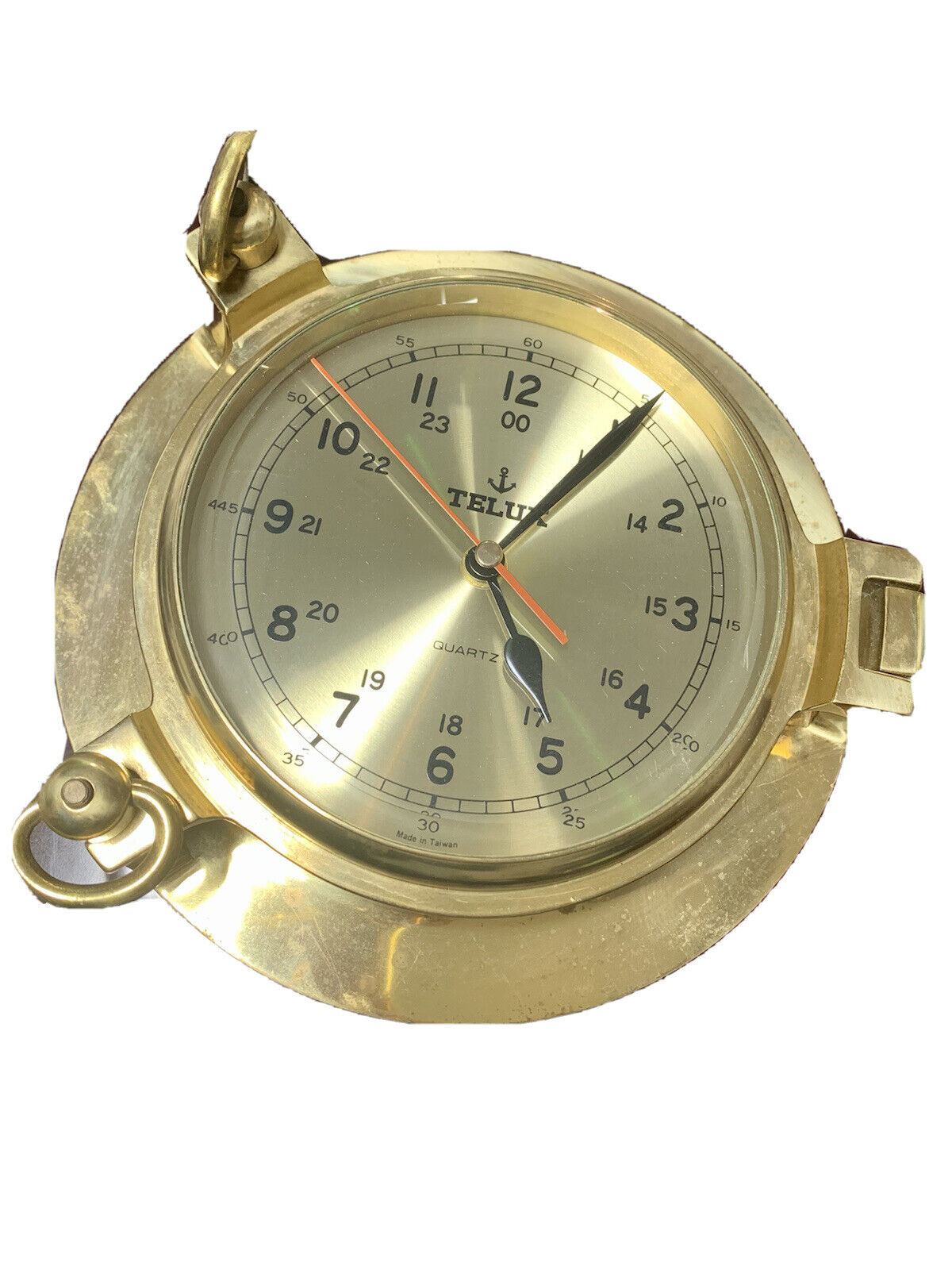 Telux Brass Porthole Clock