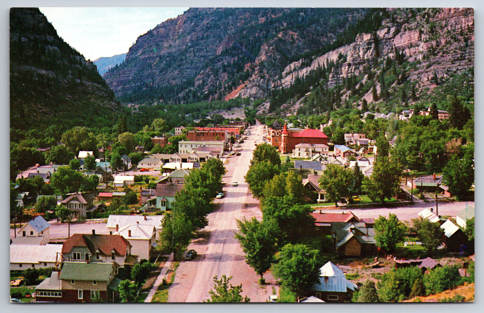 Ouray Colorado~Main Street Birdseye View~1950s Postcard