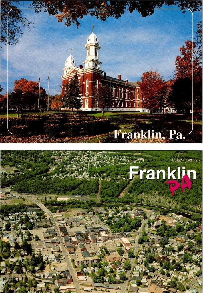 2~4X6 Postcards Franklin, PA Pennsylvania VENANGO COUNTY COURT HOUSE & AERIAL