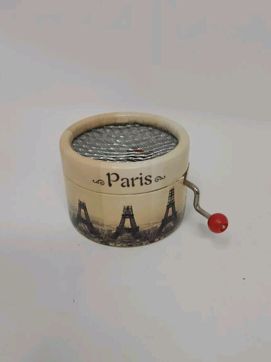 EIFFEL TOWER PARIS FRANCE Hand Cranked Mini Music Box Plays 