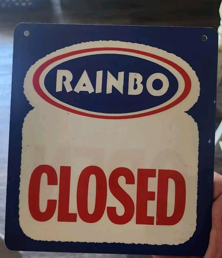 RAINBO BREAD Advertising OPEN CLOSED SIGN Plastic Vintage