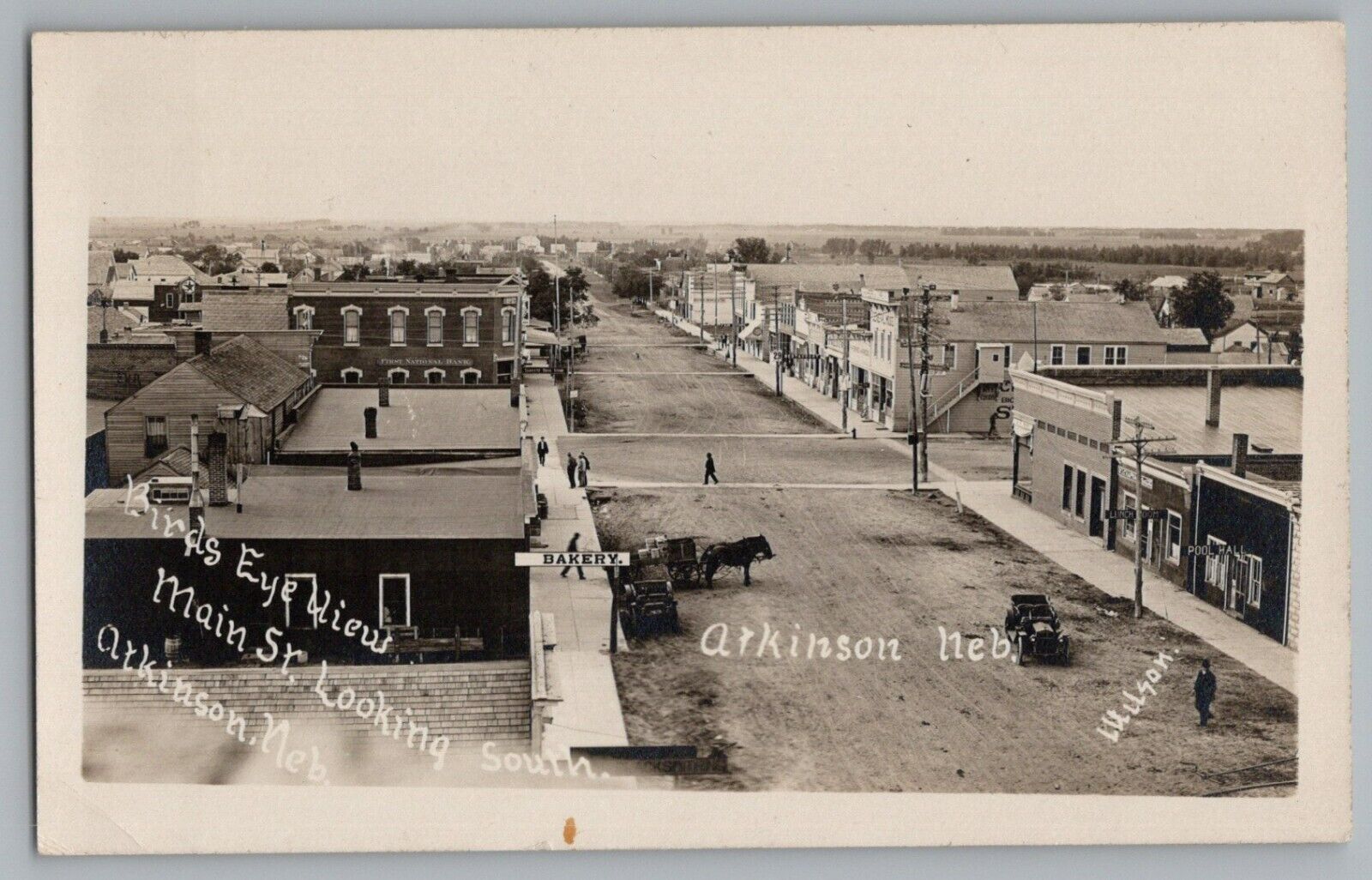 Atkinson Nebraska NE Birdseye View Main Street Real Photo Postcard RPPC 1908