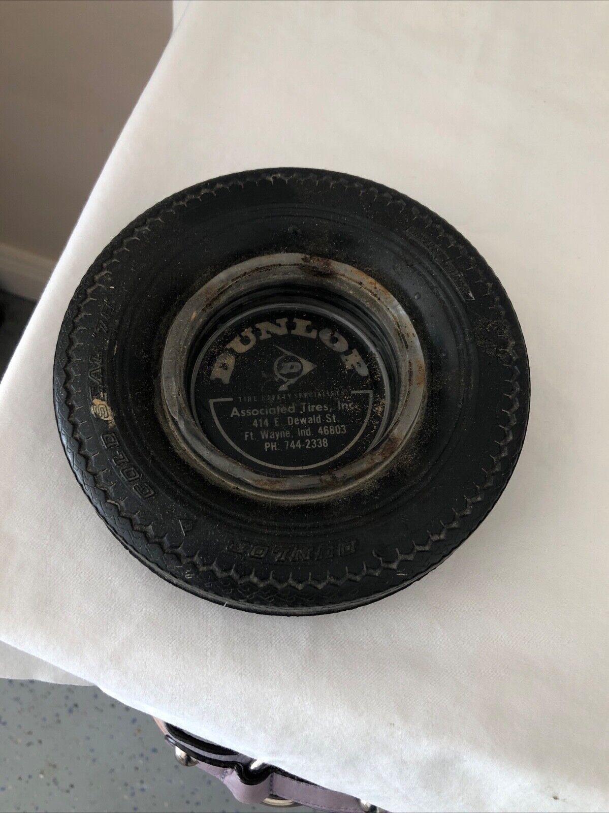 Vintage Dunlop Quality Counts Advertising Tire Ashtray