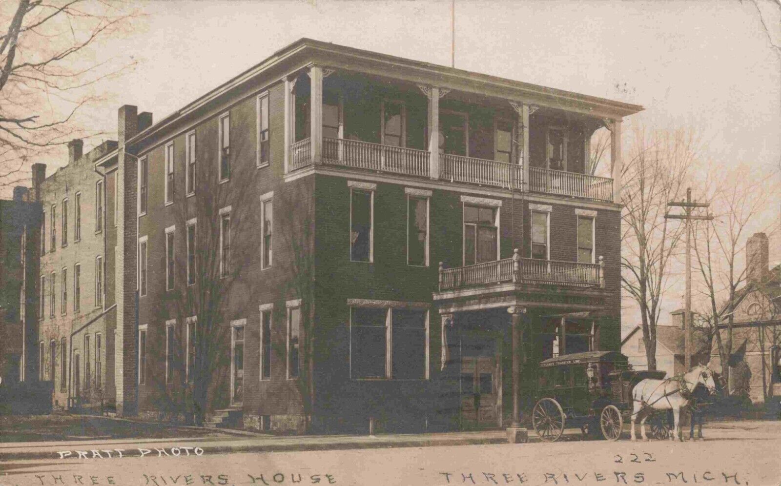 1910 RPPC Three Rivers House St Joseph County Michigan Pratt Real Photo Postcard