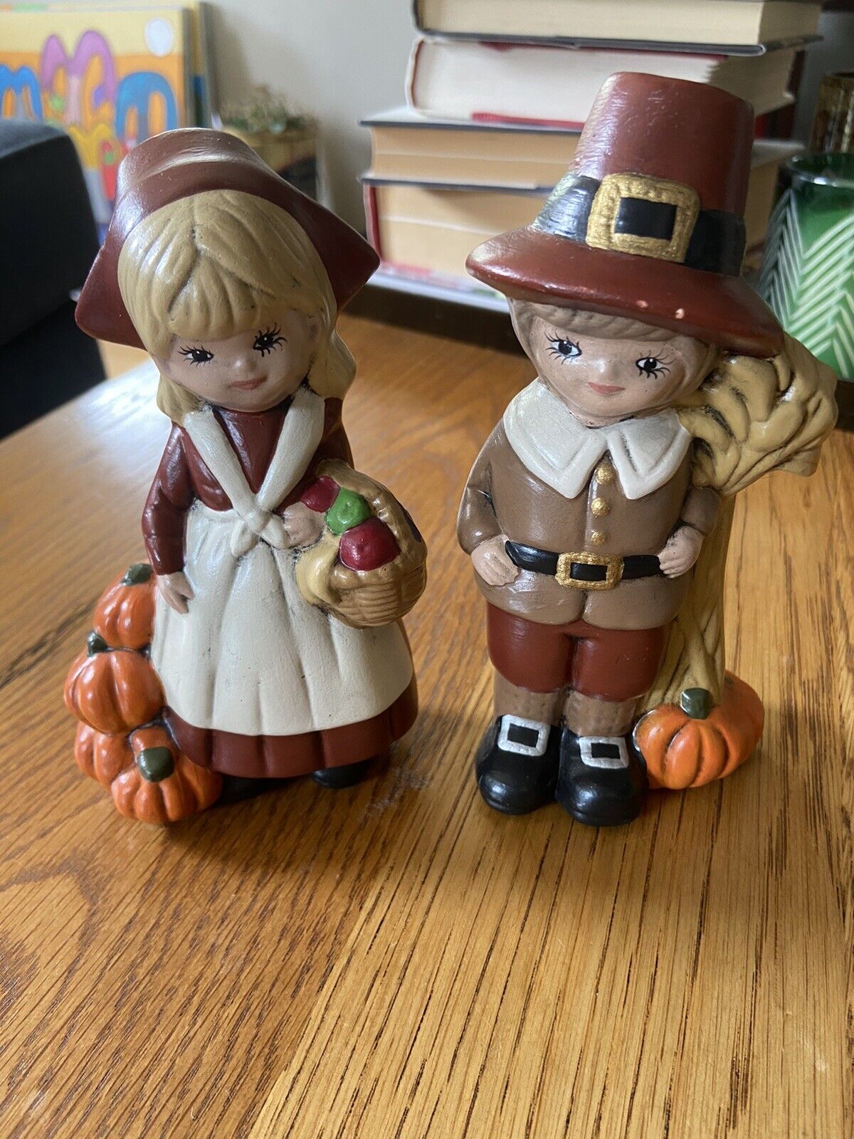 Thanksgiving Ceramic Pilgrim Figurines 