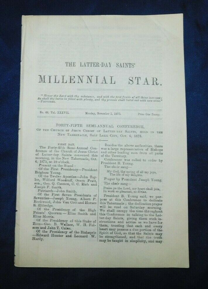 MILLENNIAL STAR of 1875 November 1  LDS Mormon Magazine England