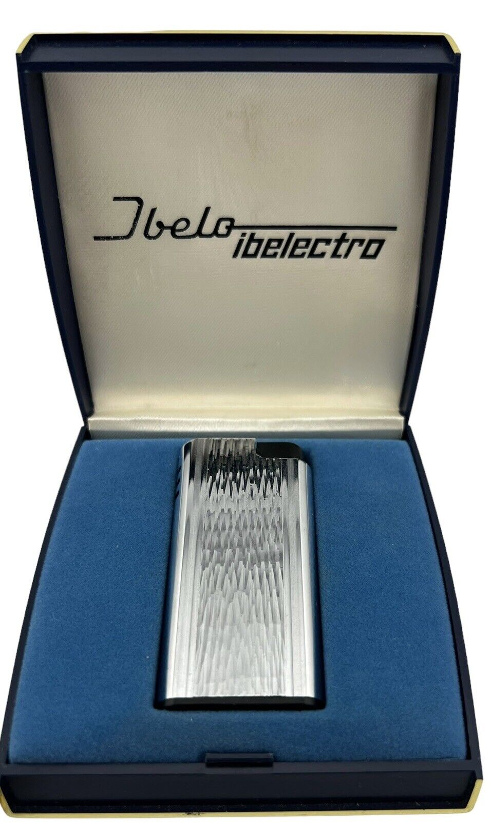 Vintage New Ibelo Lighter Sleek Silver Design Unused In Original Box 2.5”