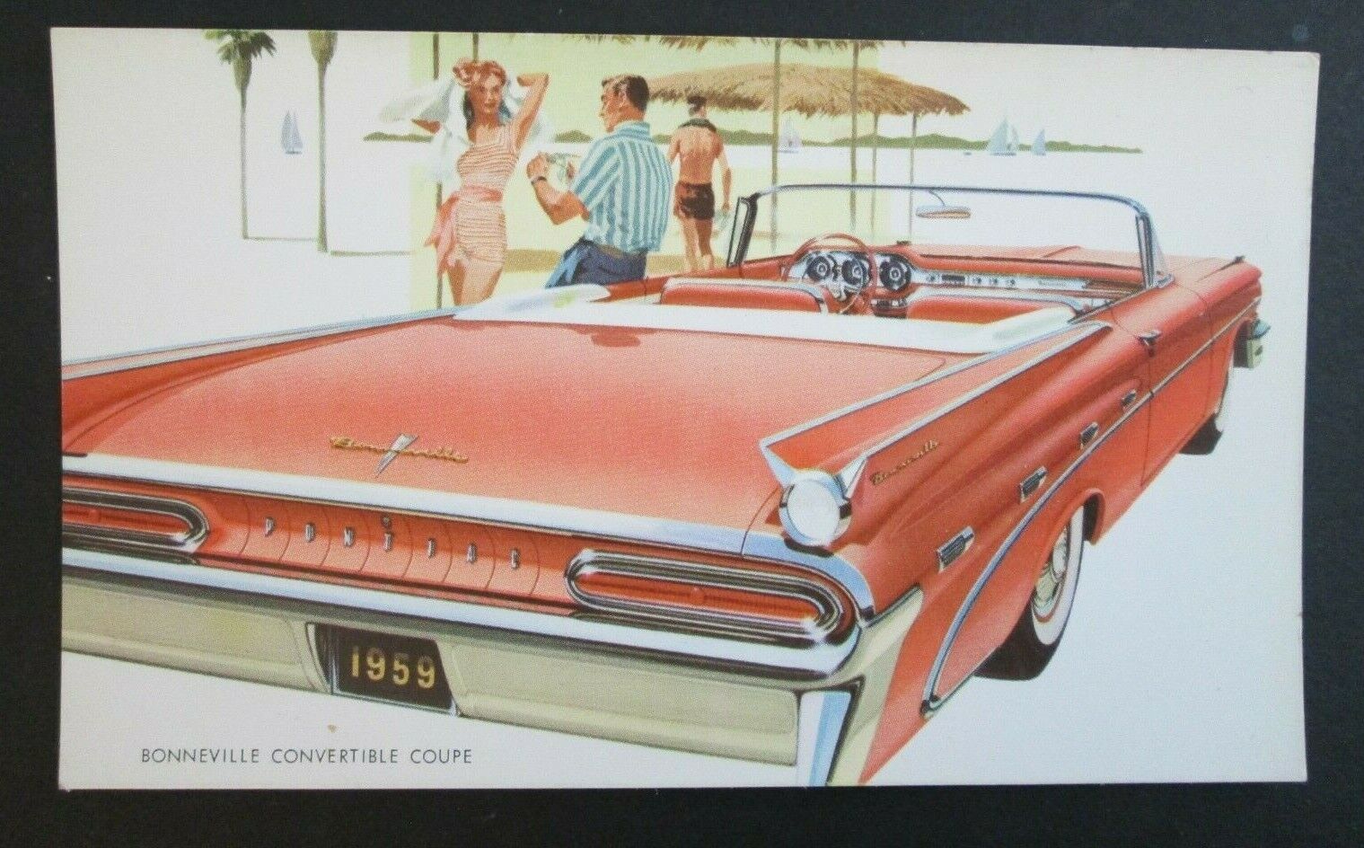 1959 Pontiac Bonneville Convertible Coupe Original Advertising Postcard