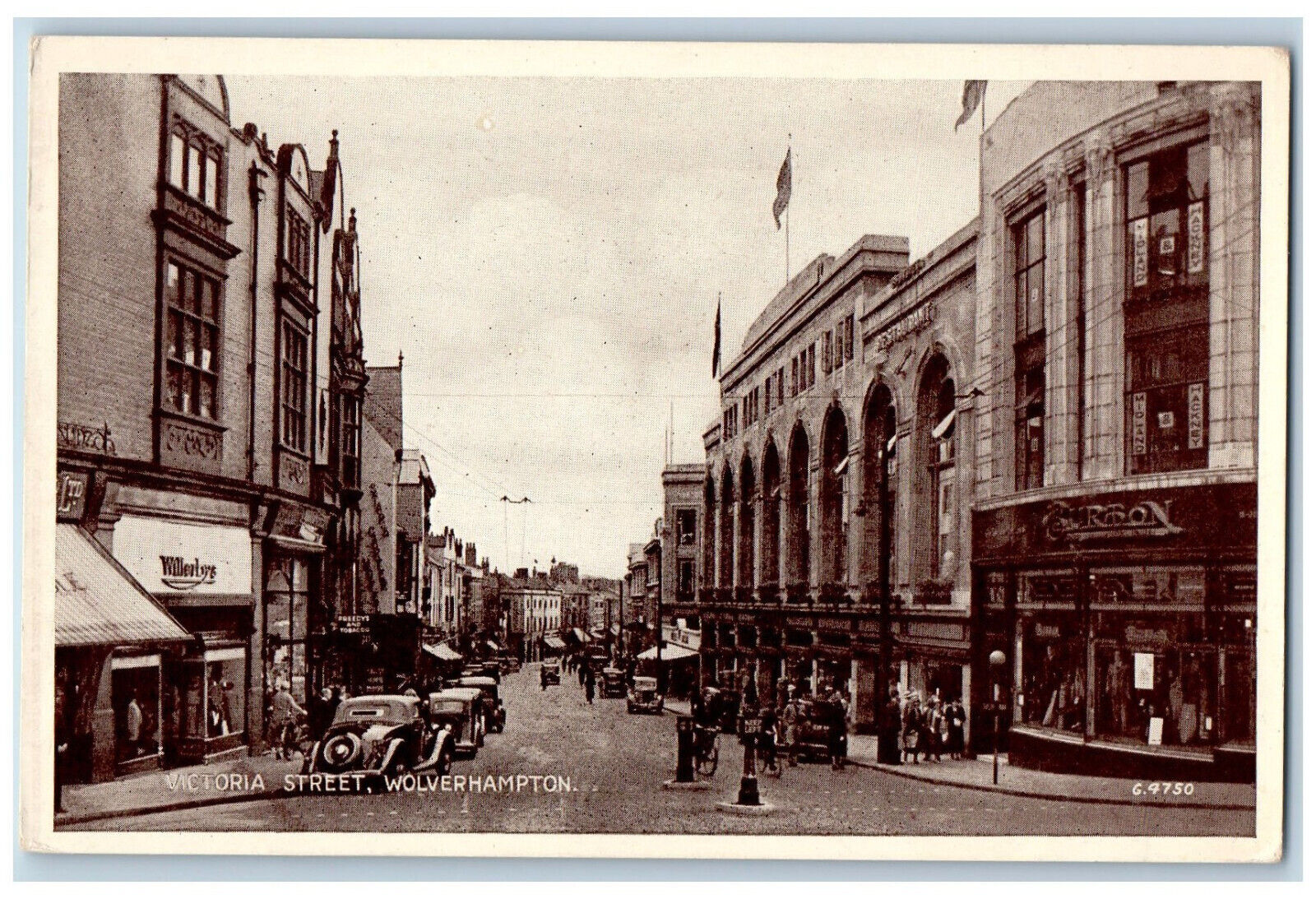 Wolverhampton England Postcard Victoria Street Business Section c1920's