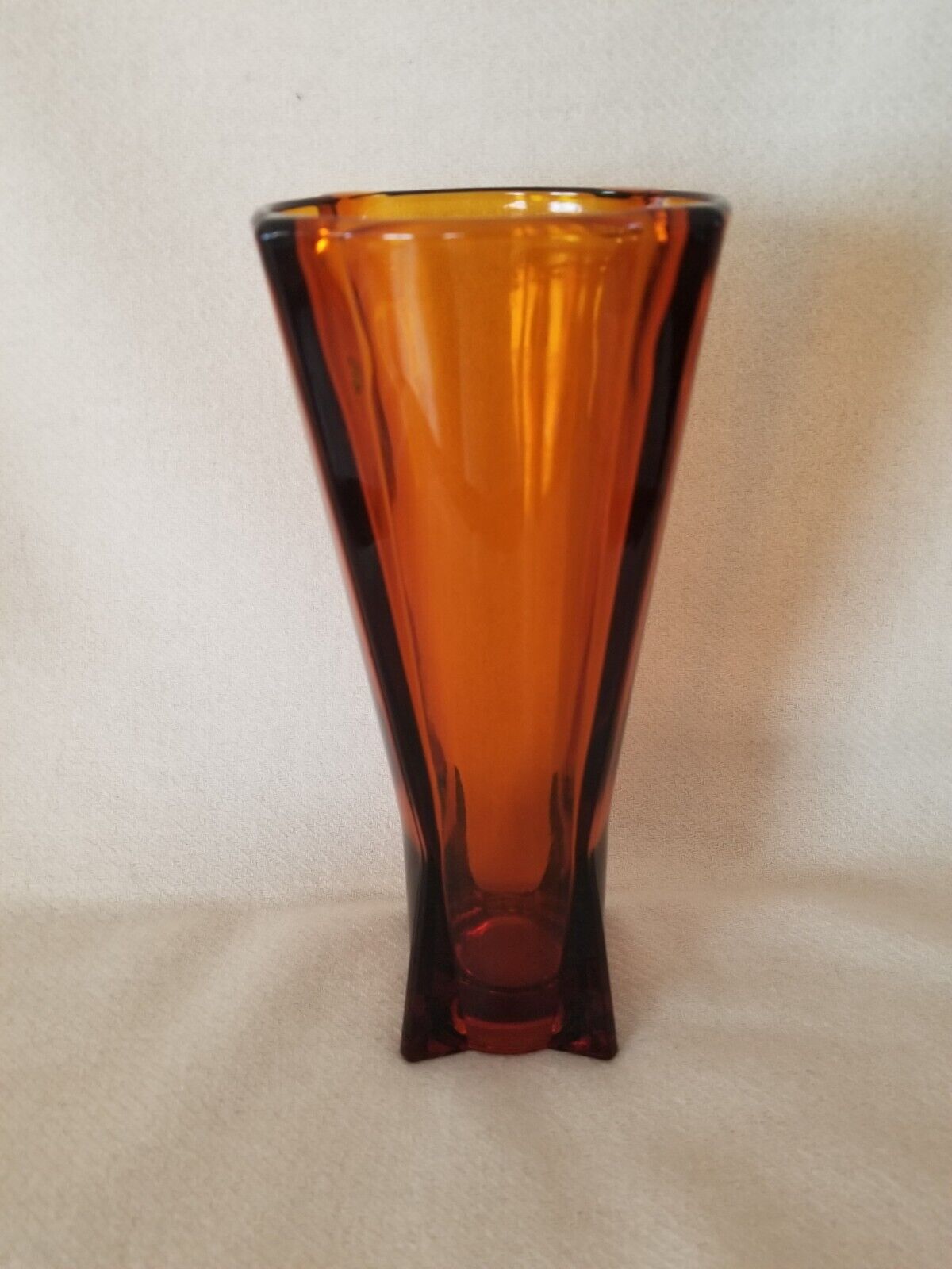 Vintage Anchor Hocking Amber Rocket Vase Art Deco Art Glass Atomic Vase 9 in