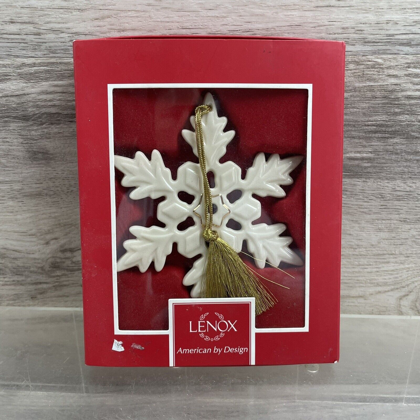 Lenox 2014 Winds of Winter Snowflake Christmas Ornament with Red Crystal