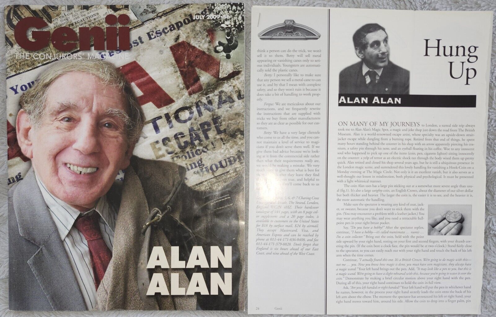 Alan Alan collection Genii magazine July 2009 special issue with him on cover