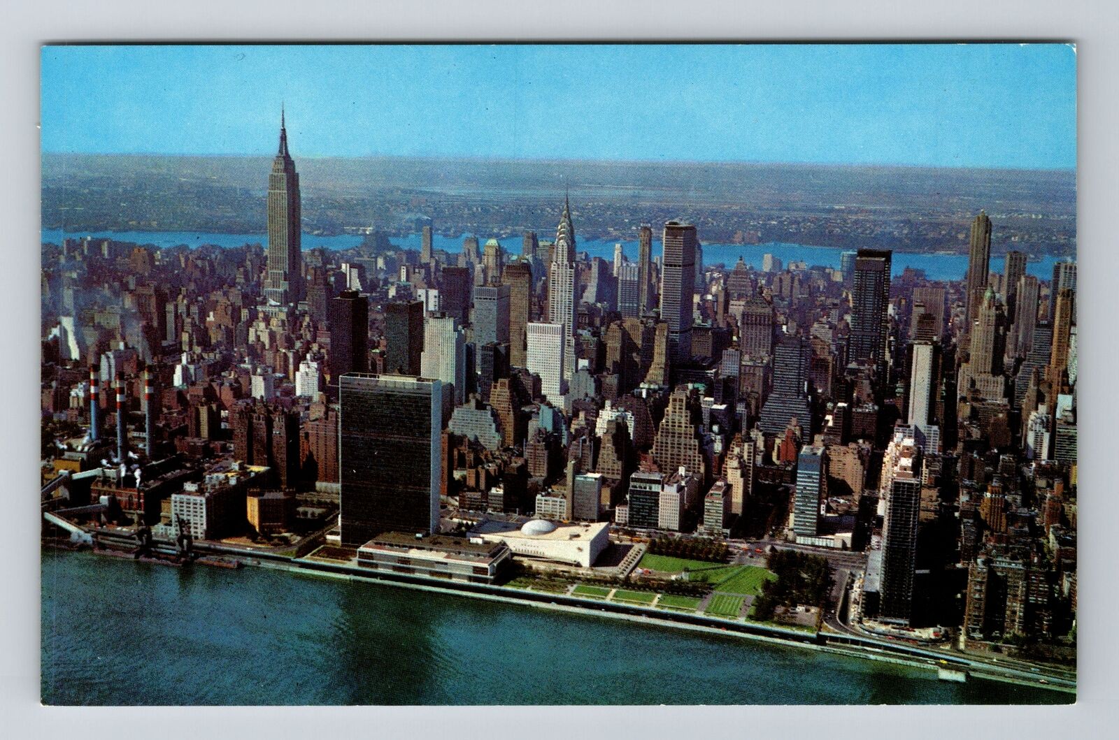 New York City NY, United Nations Building, East River, Vintage Postcard