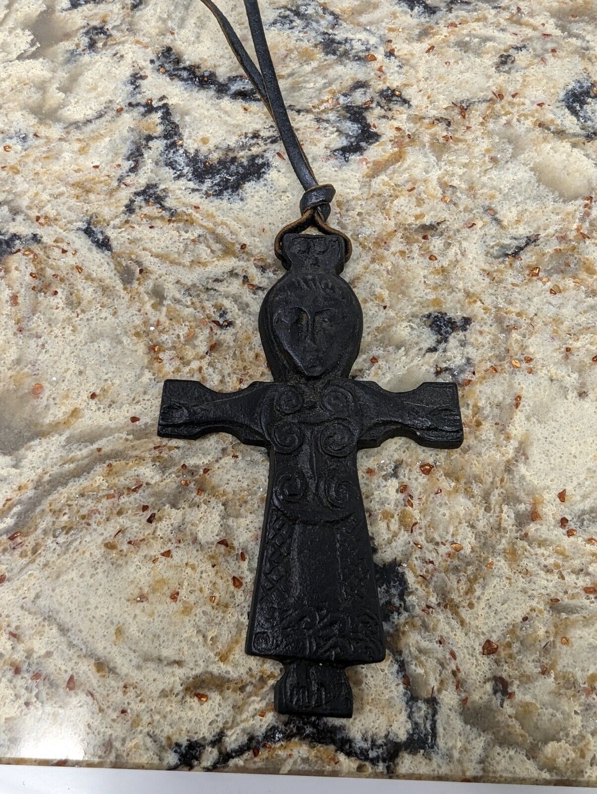 Vtg Athlone Cross Cork Ireland Celtic Pendent with Leather Strap Beautiful