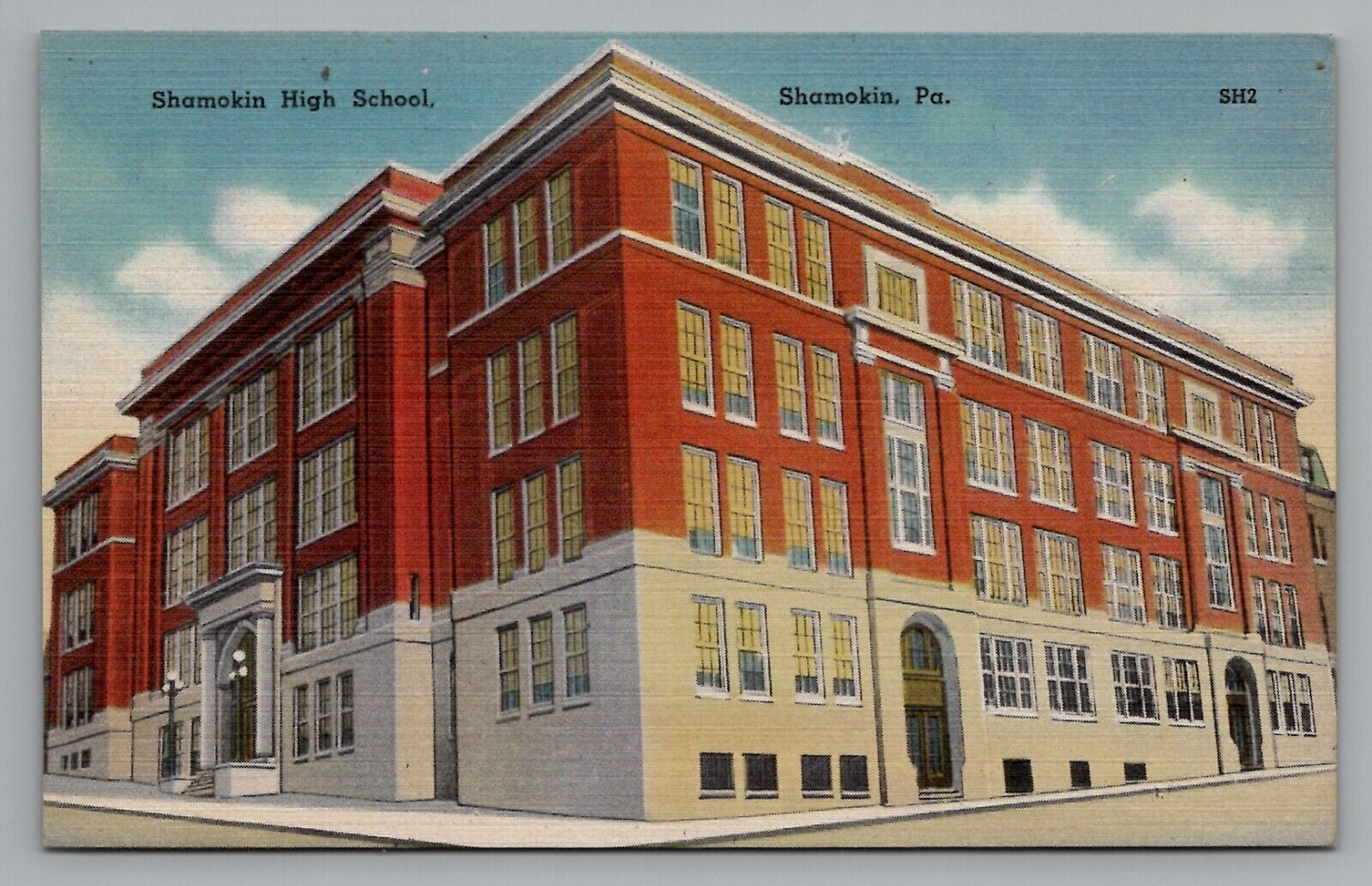 Postcard Shamokin High School Shamokin Pennsylvania PA Unposted Linen