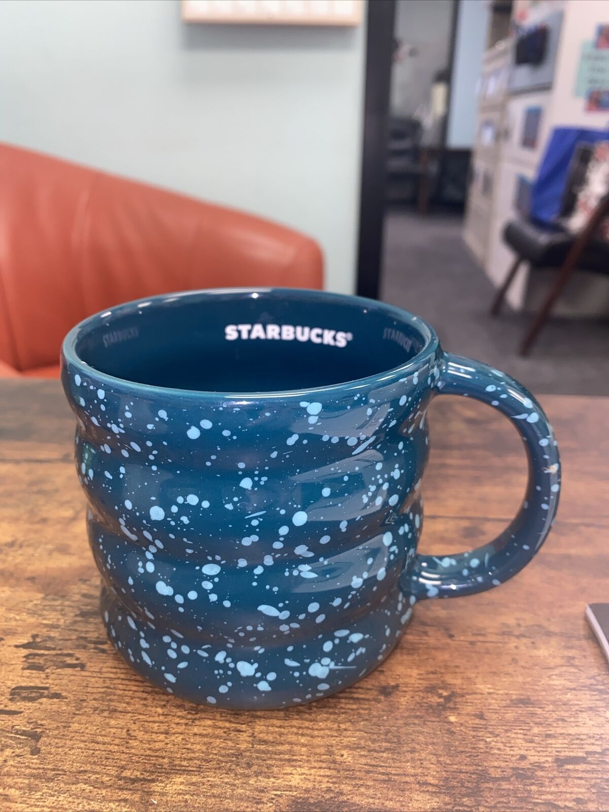 Starbucks 2023 Winter Blue And White Sub-Zero Splatter Ceramic Mug teal
