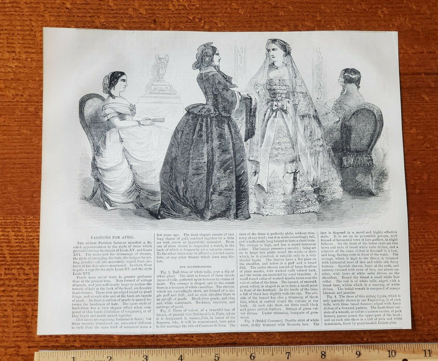 Harper's Weekly 1857 Sketch FASHION FOR APRIL