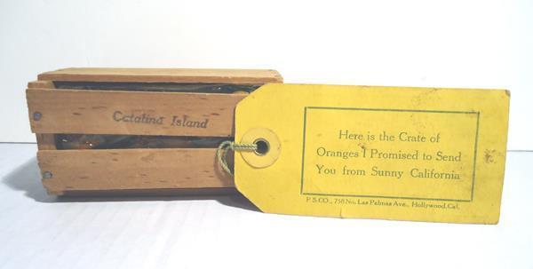 VINTAGE SOUVENIR CRATE OF CALIFORNIA ORANGES CANDY - MAILED - CATALINA ISLAND