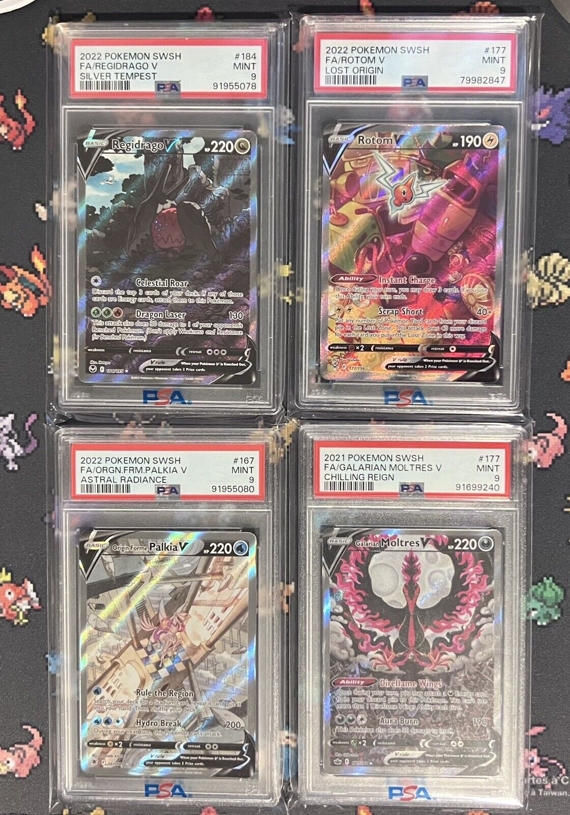 Pokémon TCG PSA 9 Alt Art Card Lot Palkia, Rotom, Regidrago, Galarian Moltres