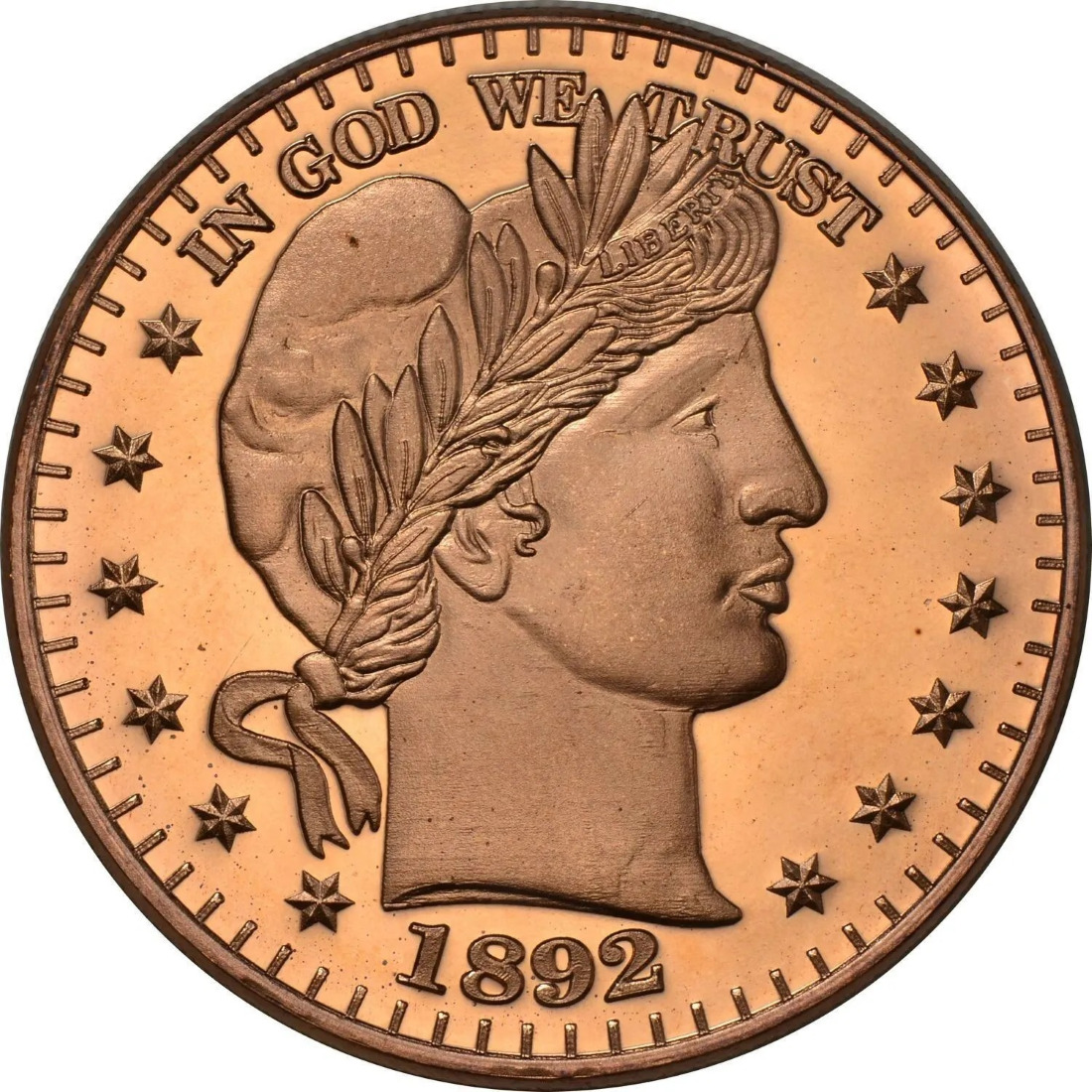 BARBER HALF DOLLAR Commemorative - 1 Oz .999 Pure Copper Round