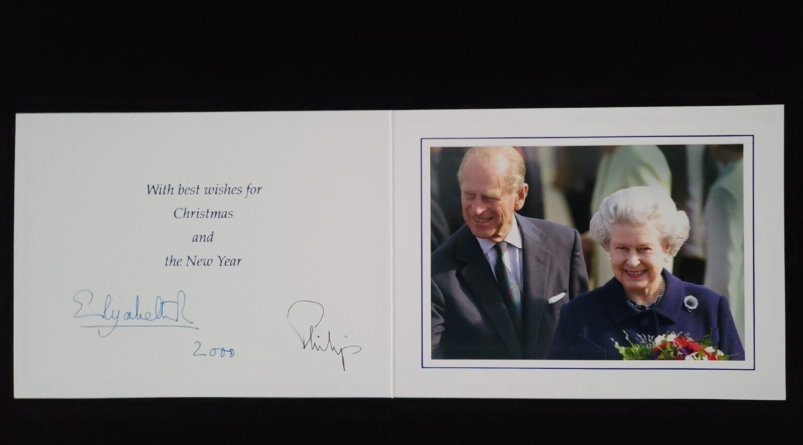 2000 Queen Elizabeth II Signed Royal Christmas Card British Royalty Autograph UK