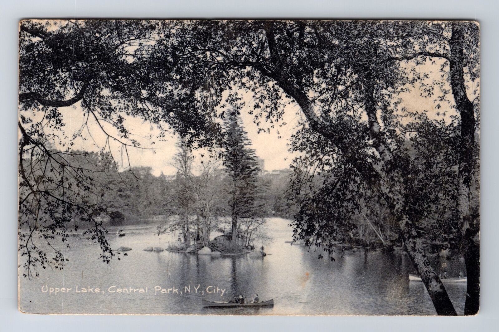 New York City NY-Upper Lake, Central Park, Antique, Vintage Postcard