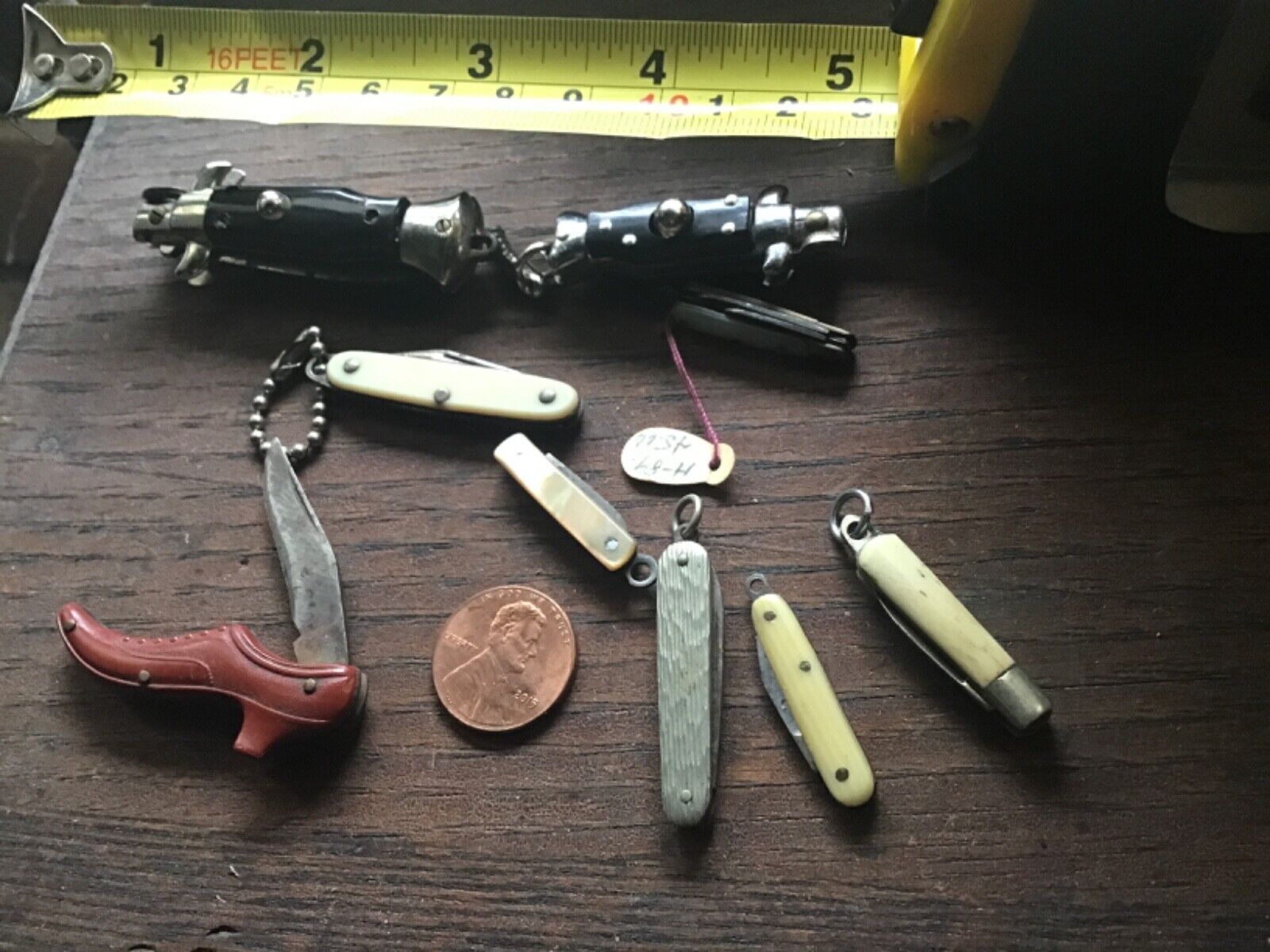 9 Vintage Miniature Keychain Switchblade / knife / 1980’s Acrylic Italian ? Xtra