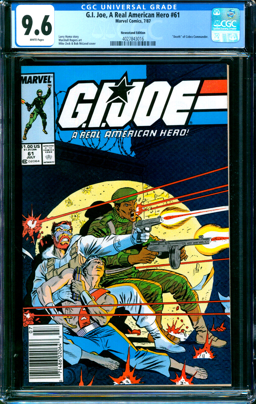G.I. Joe A Real American Hero #61 Marvel 1987 CGC 9.6 Death of Cobra Commander