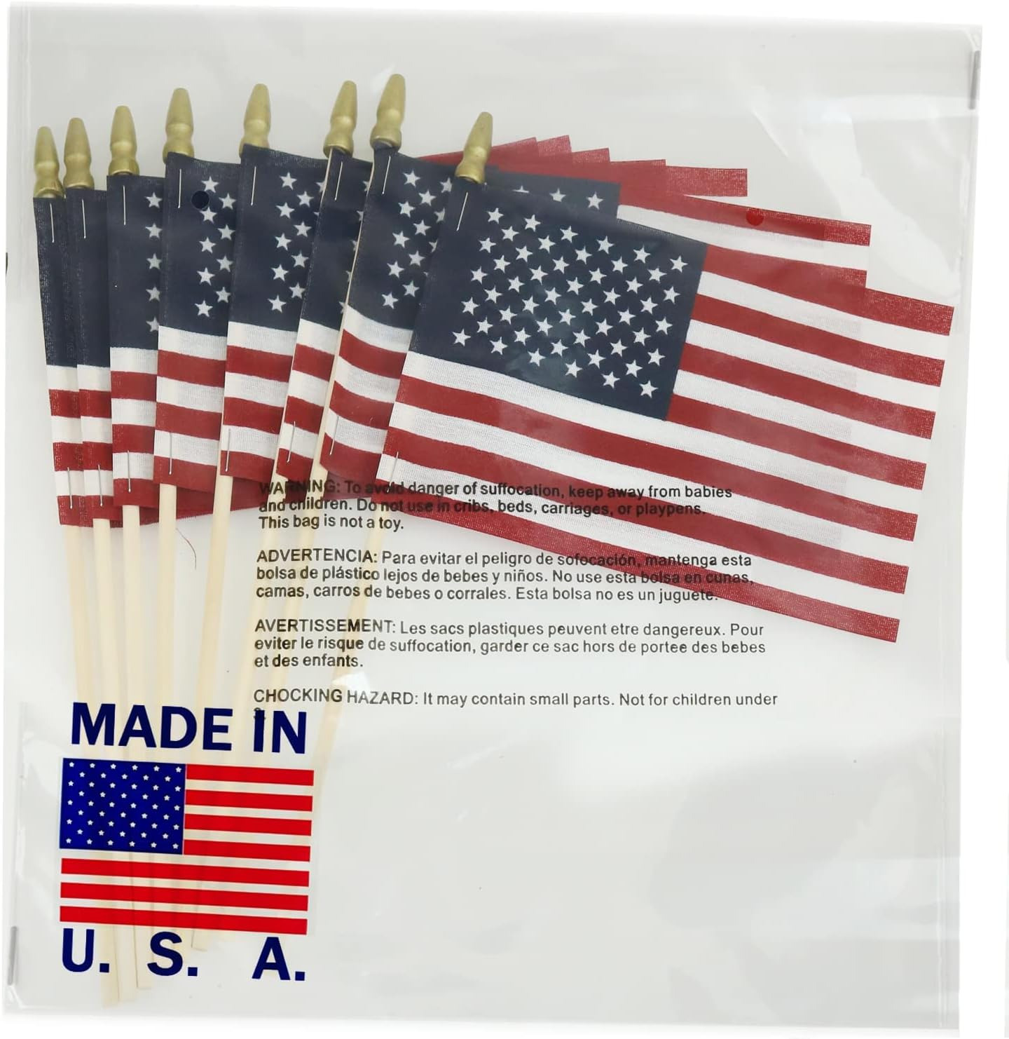Set of 12, Proudly Made in U.S.A. Small American Flags 4X6 Inch/Small US Flag/Mi