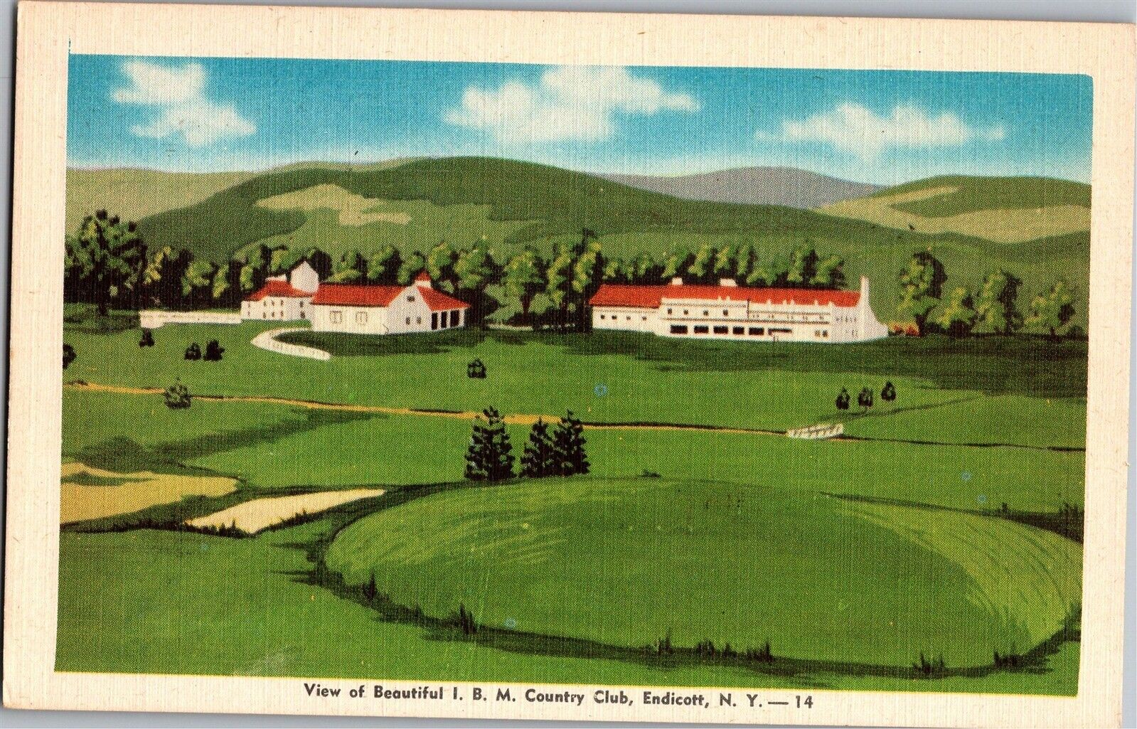Aerial View IBM Country Club, Endicott NY Vintage Postcard P22