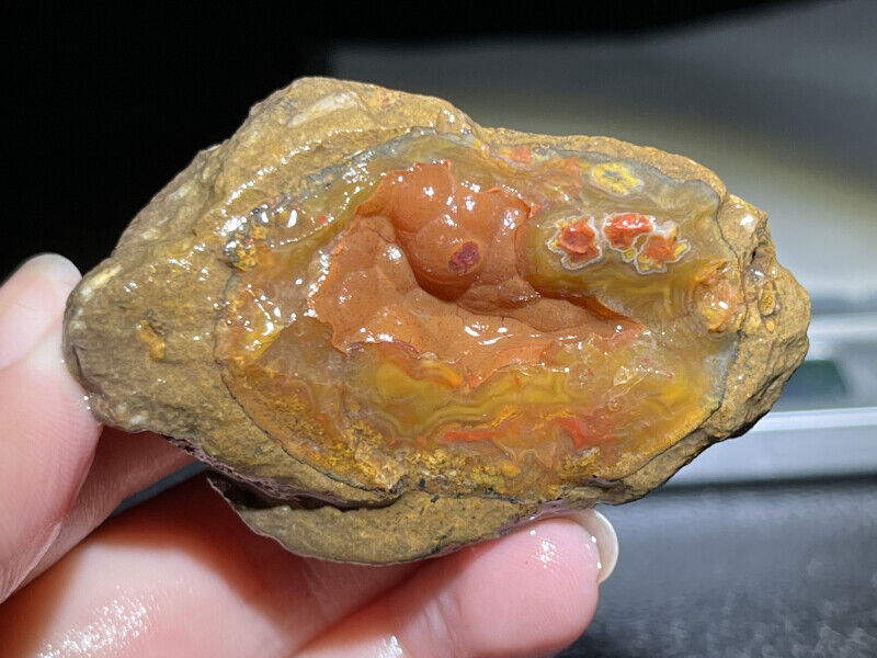 Rough Agate specimen Achat Nodule Chinese Fighting Blood Agate Xuanhua 37g BD40