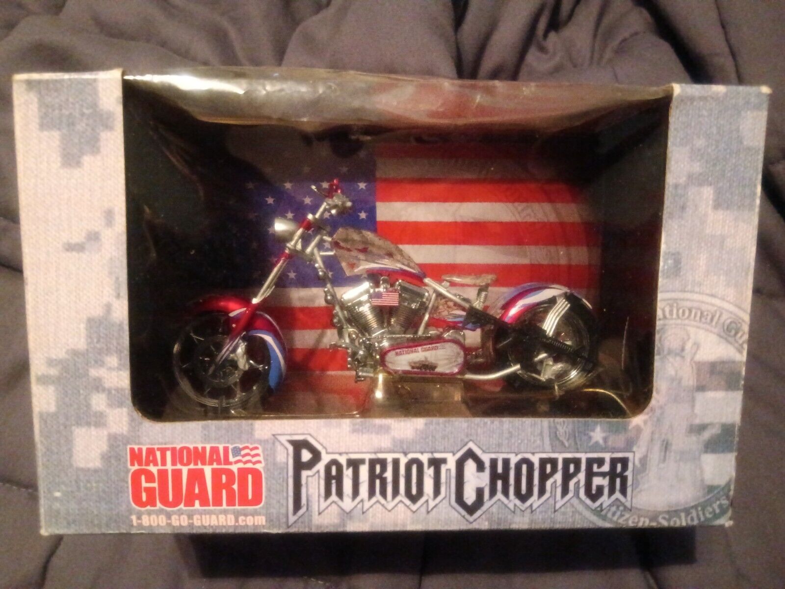RARE Patriot Chopper Motorcycle Collectible 1:18 Scale National Guard New 2008🔵