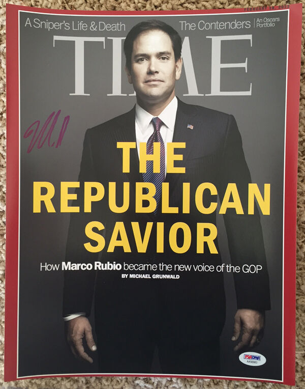 MARCO RUBIO SIGNED 11x14 TIME COVER PHOTO 2016 PRESIDENTIAL CANDIDATE PSA/DNA