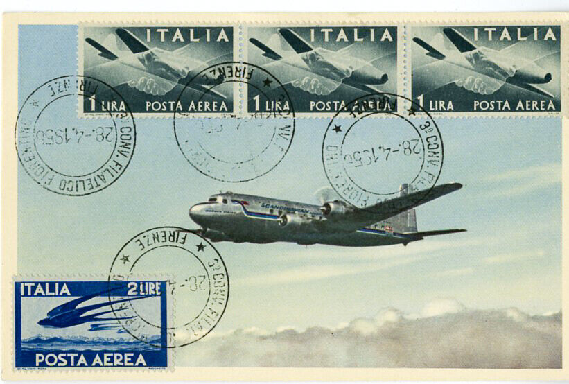 Italy Postcard 1956 Rare Air Mail Conference Picture VF