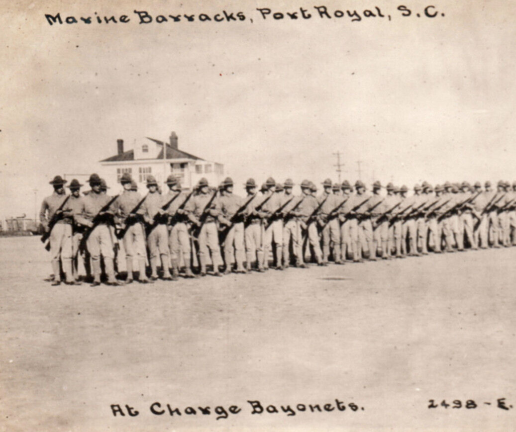 USMC US Marines Bayonets Rifles WWI Era RPPC Real Photo Postcard