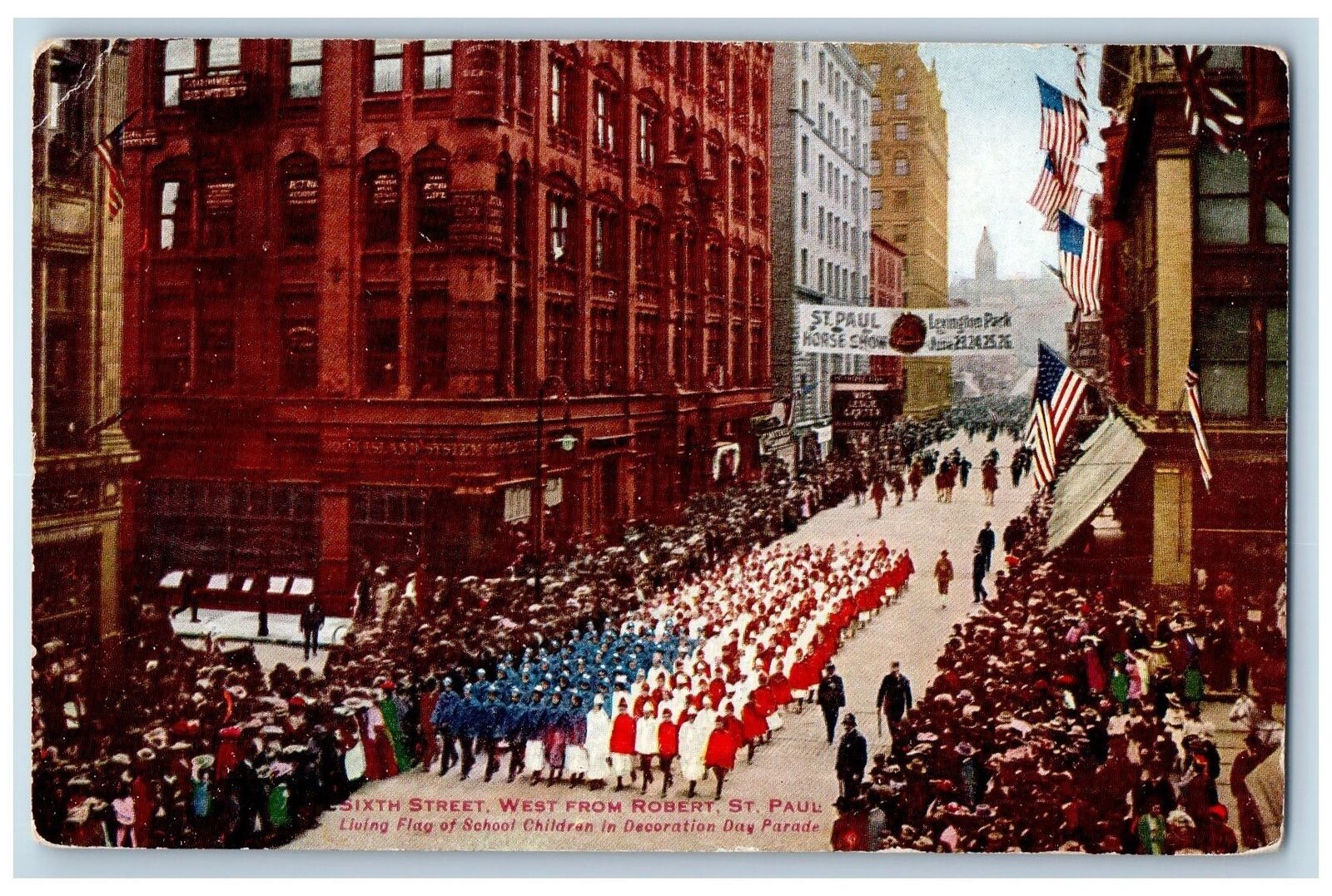 c1910's School Children In Decoration Day Parade St. Paul Minnesota MN Postcard