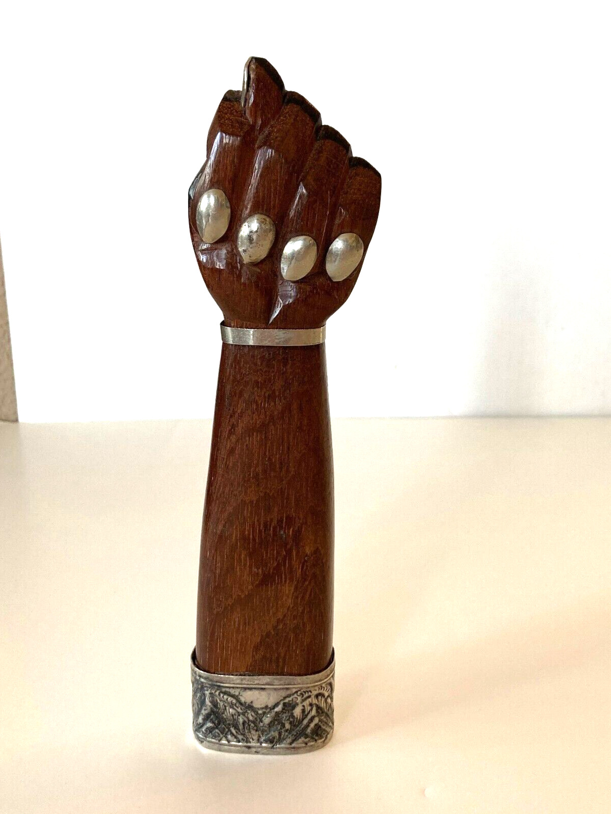 Vintage Wooden Figa Hand with Silver Brazilian 9\
