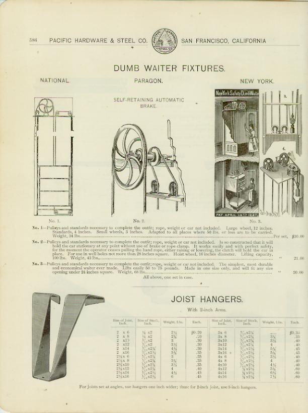 Catalog Page Ad Dumb Waiter Fixtures Barn Door Stays San Francisco Calif 1902