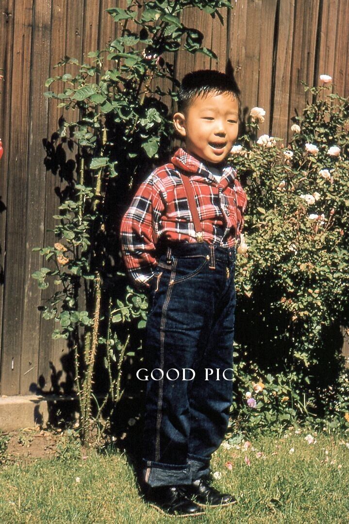 #SM20- a Vintage 35mm Slide Photo- Young Boy- Japan- Red Kodachrome 1950s